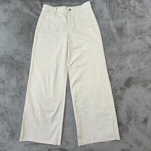 Oat New York Patch Pocket High Rise Wide Leg Cream Jeans Women's 12/31